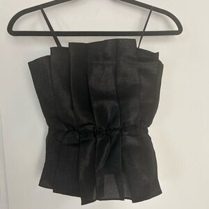 Black pleated sparkling strapless top